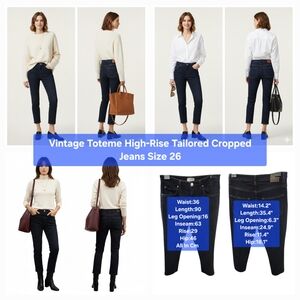 Toteme High-Rise Tailored Cropped Jeans in Dark Indigo Size 26